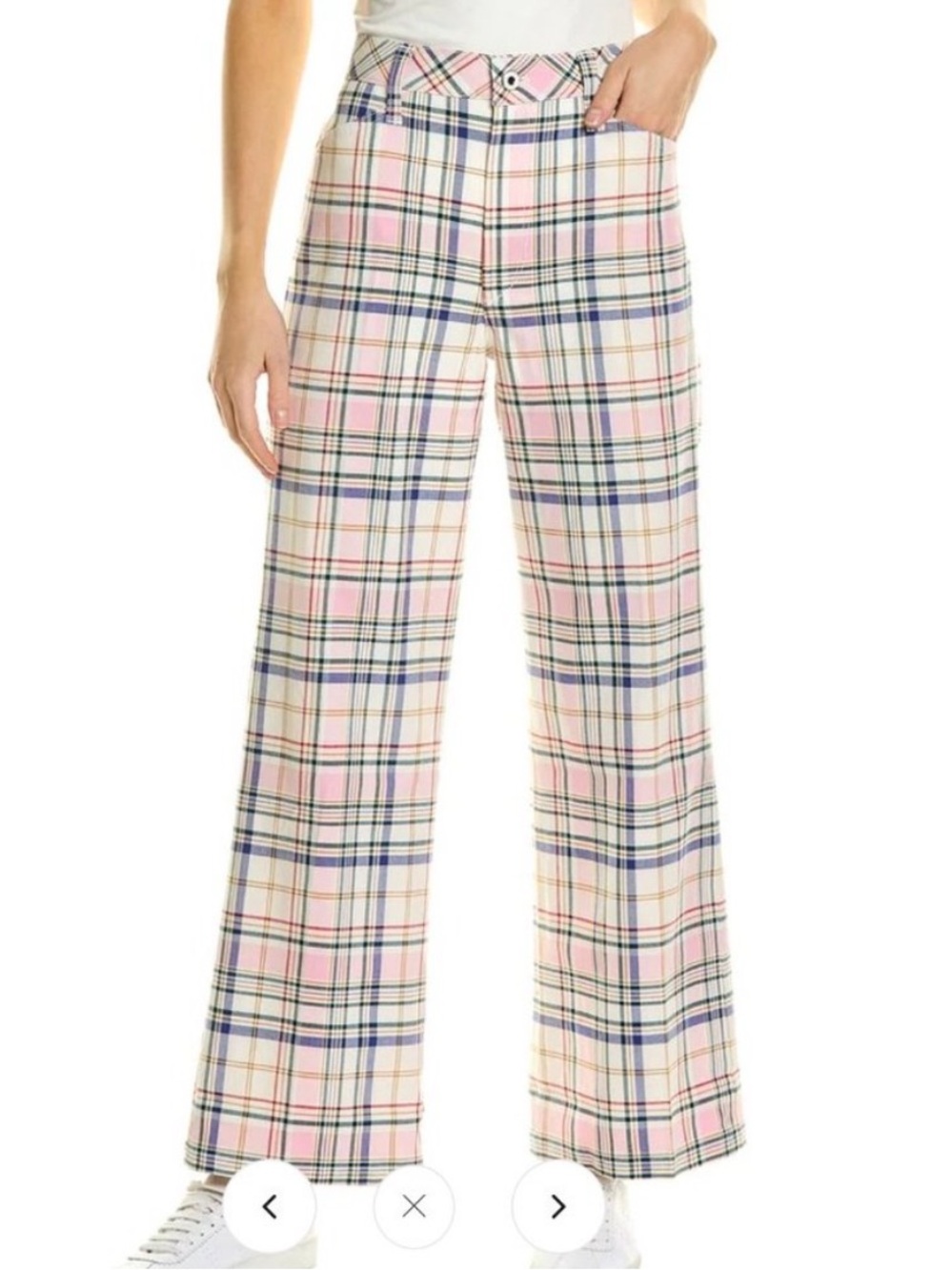 Favorite Daughter The Mischa Plaid Wide Leg Pant Size 25 Chic Preppy Prairie 90s